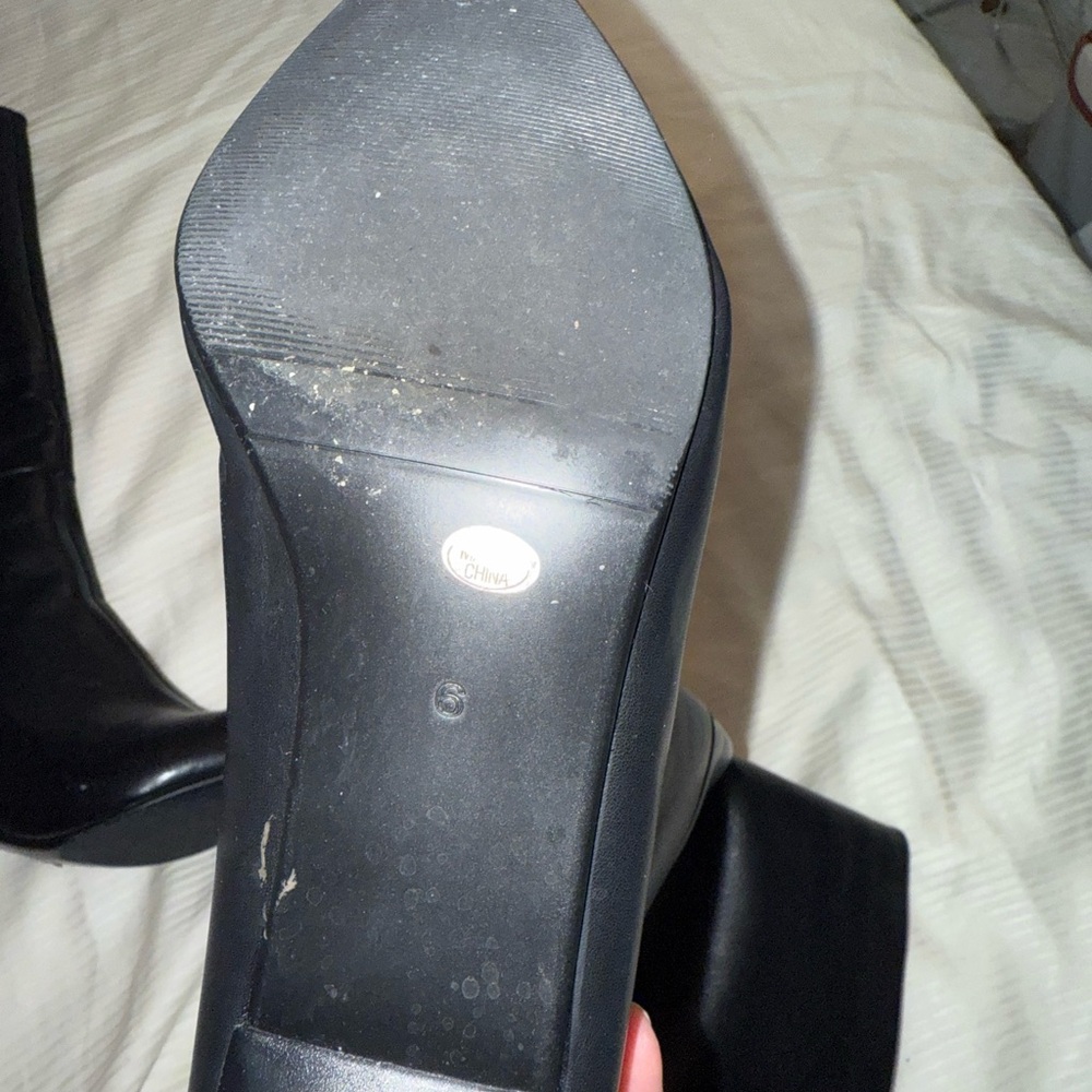 Knee High Black Boots with Wider Calf - Picture 7 of 9